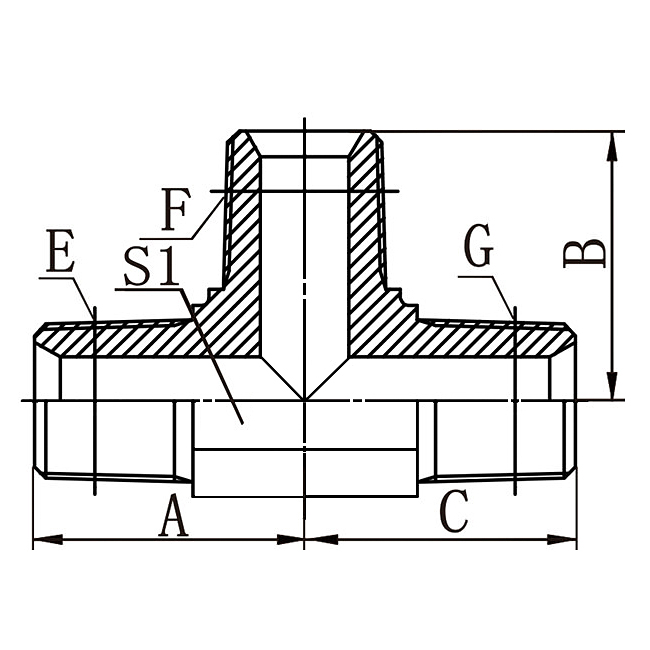 AN NPT Male Tee Hydraulic Adapter for JIC/SAE Systems