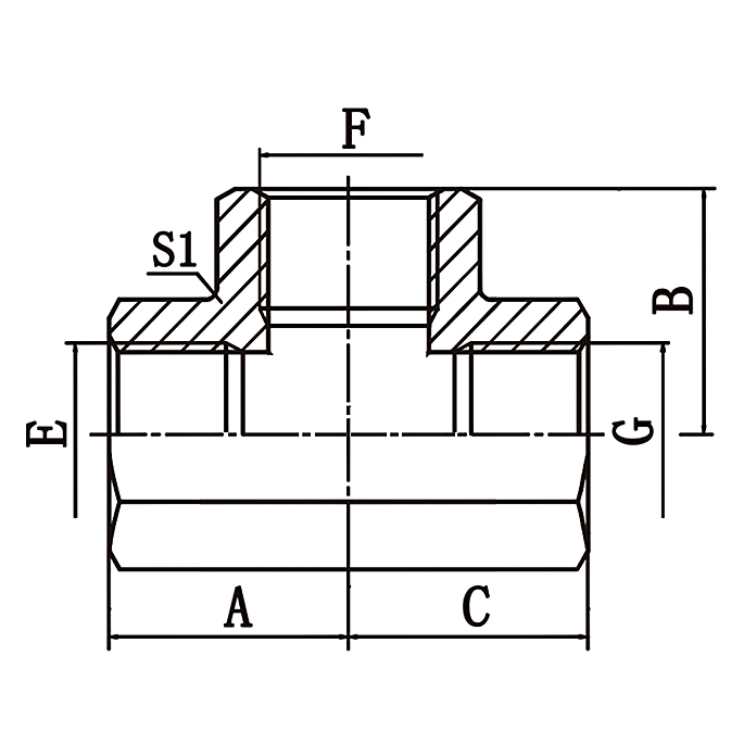 GB-PK BSP Female ISO 1179 Hydraulic Tee Adapter