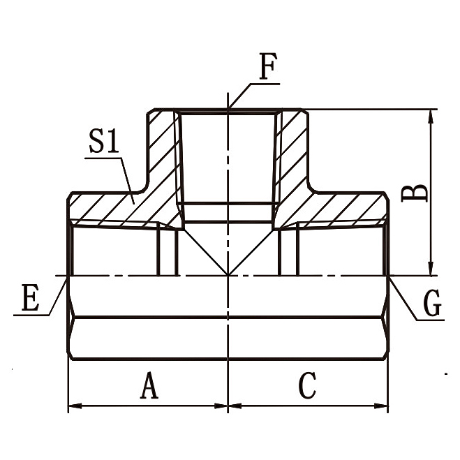 GT-PK BSPT Female Tee 60°Cone Hydraulic Adapter