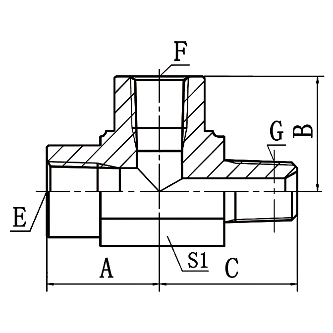 HN NPT Female/Male Run Tee Hydraulic Adapter