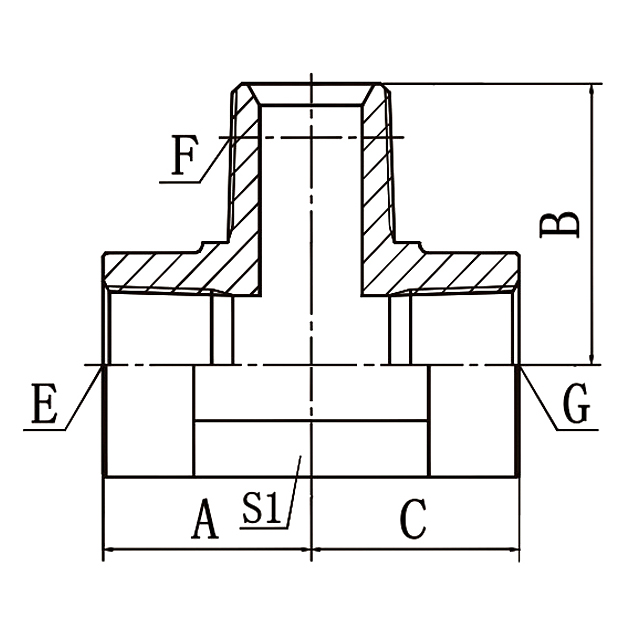 6N NPT Female/Male Branch Tee Hydraulic Adapter
