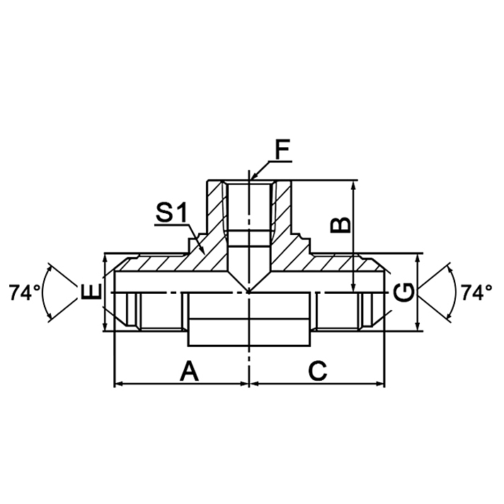 KJNJ JIC Male 74° Cone to NPT Female Branch Tee